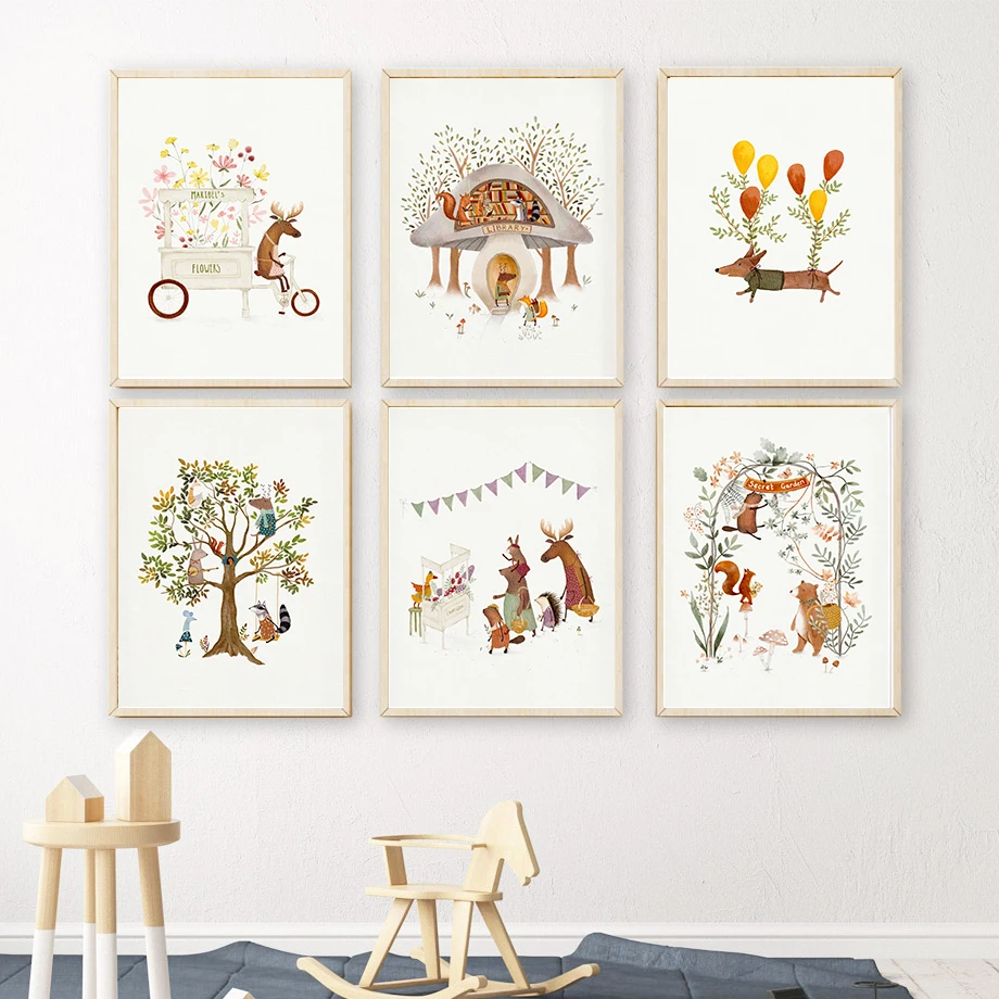 Live Plant Fertilizer - Cute Woodland Animals Illustration Flowers &