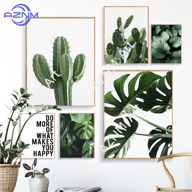 Live Plant Fertilizer - Green Plant Painting Monstera Poster Wall