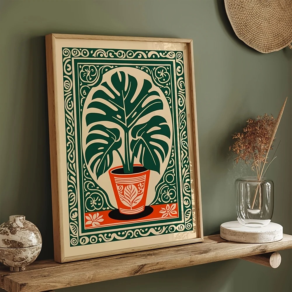 Live Plant Fertilizer - Bohemian Monstera Plant Canvas Print Retro