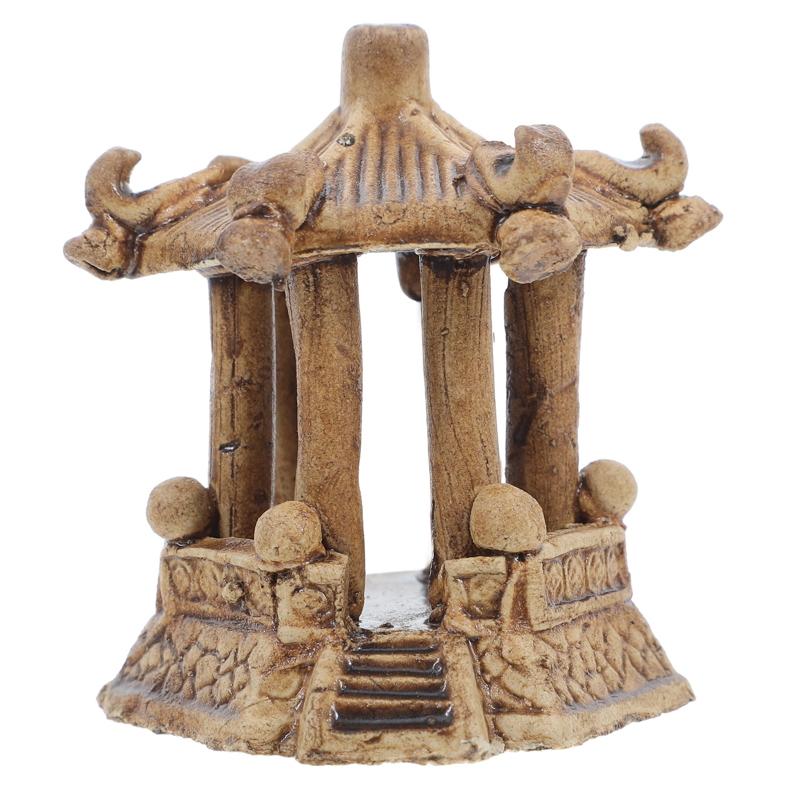Aquarium Fish Tank - Miniature Ceramic Pagoda Hexagonal Pavilion Bonsai
