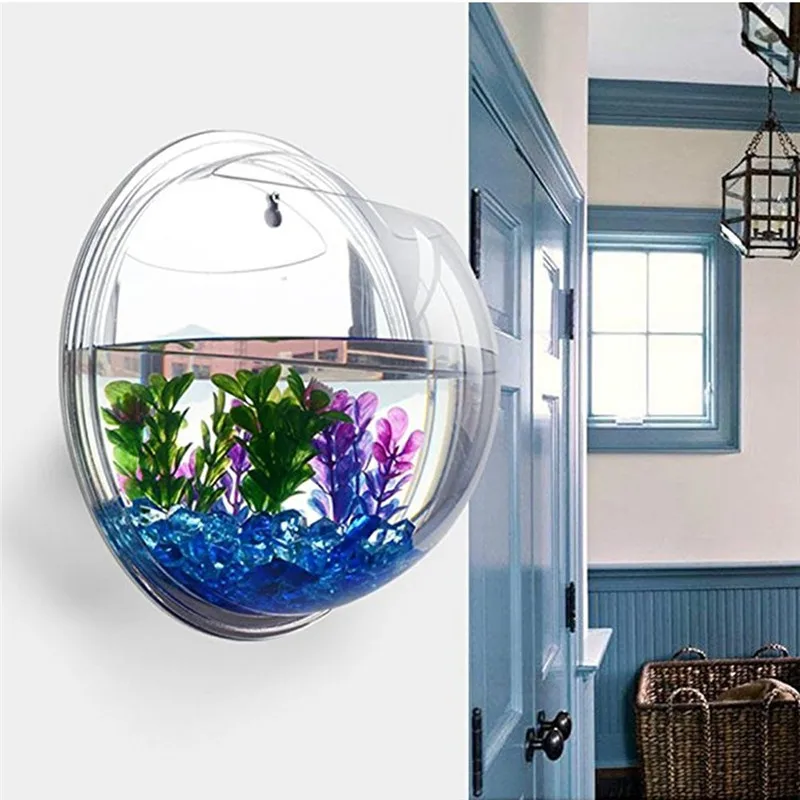 Aquarium Goldfish - Transparent acrylic hanging wall aquarium, Plant