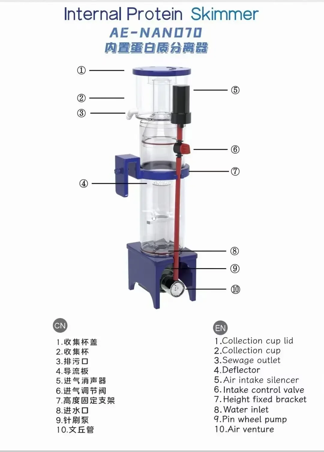 110-240V Aqua Excel Nano 40D 5 - Protein Skimmer Reef recension och pris