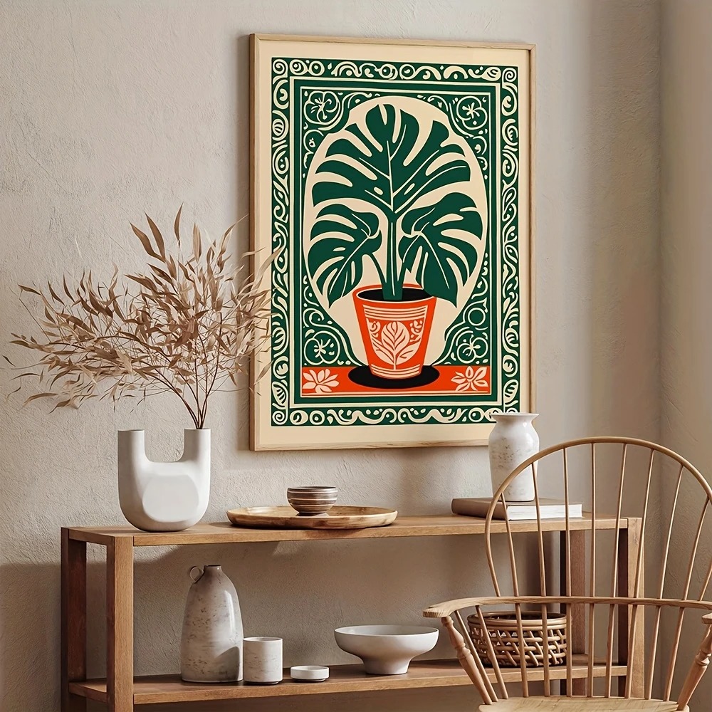 Bohemian Monstera Plant Canvas - Live Plant Fertilizer recension och pris